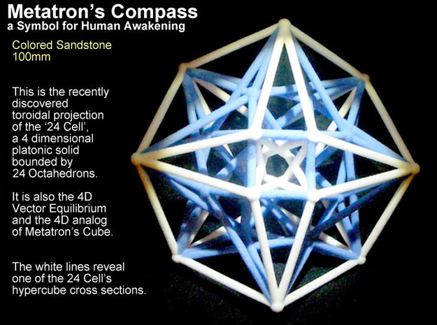 Metatron's Compass 100mm -4D Vector Equilibrium in Full Color Sandstone