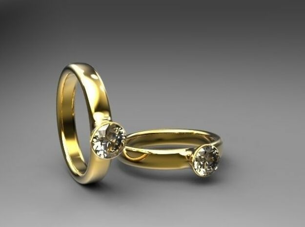 Diamond Solitaire Engagement Ring - Gold & Silver in 14K Yellow Gold