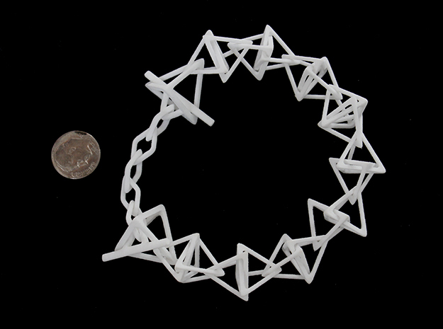 Tetrahedron Chain Bracelet in White Processed Versatile Plastic