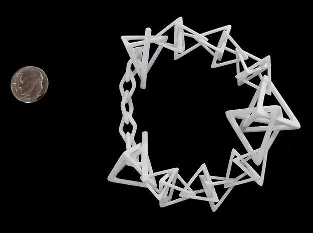 Tetrahedron Interlink Bracelet in White Processed Versatile Plastic