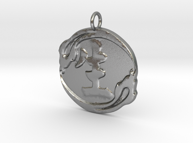 Serpent and Life Pendant in Natural Silver