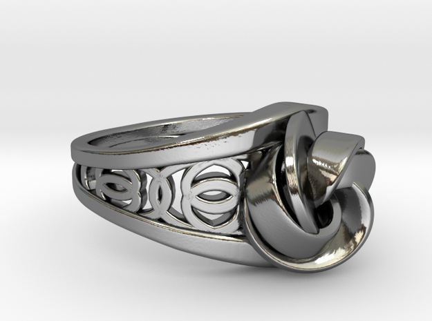Achtknoten Curve Twin Ring in Fine Detail Polished Silver