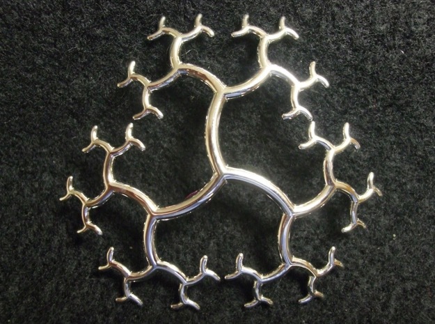 Curved Trivalent Tree Pendant in Rhodium Plated Brass