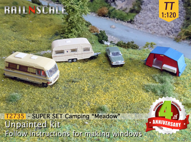 SUPER SET Camping Meadow (TT 1:120) in Tan Fine Detail Plastic