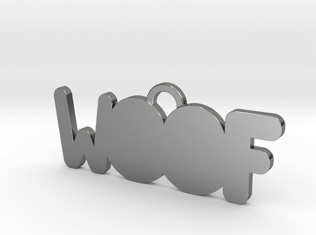 Customizable Woof Dog Tag in Polished Silver