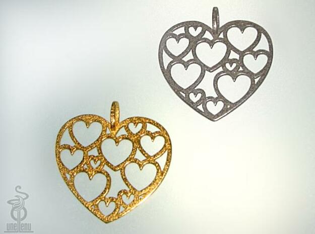 Heart of hearts pendant  in Polished Bronzed Silver Steel