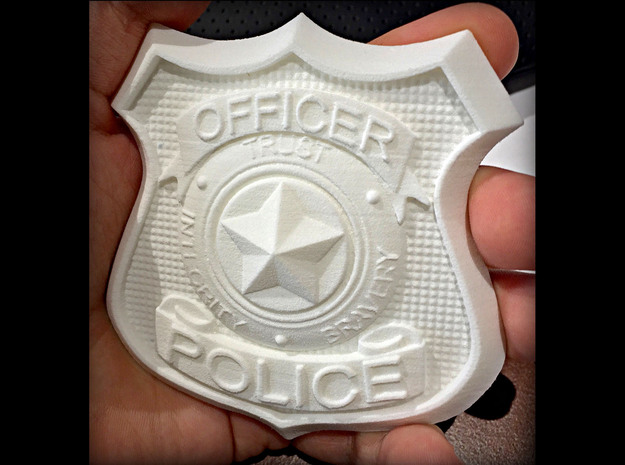 Cosplay Police Badge in White Processed Versatile Plastic