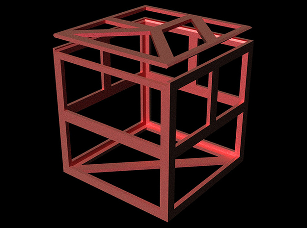 tangram cube h (outside) in White Processed Versatile Plastic