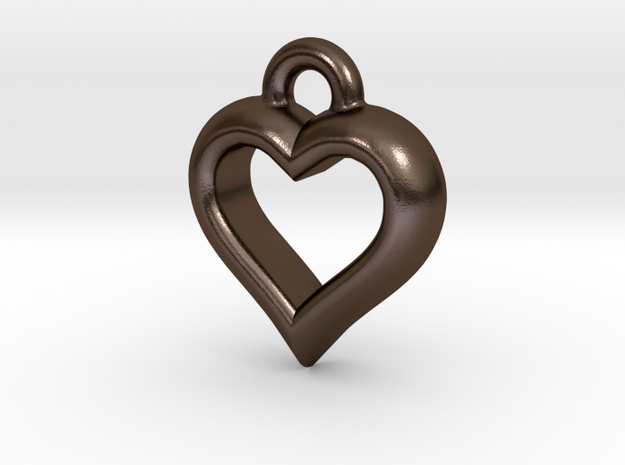 Hearty Little Heart (steel_pendant) in Polished Bronze Steel