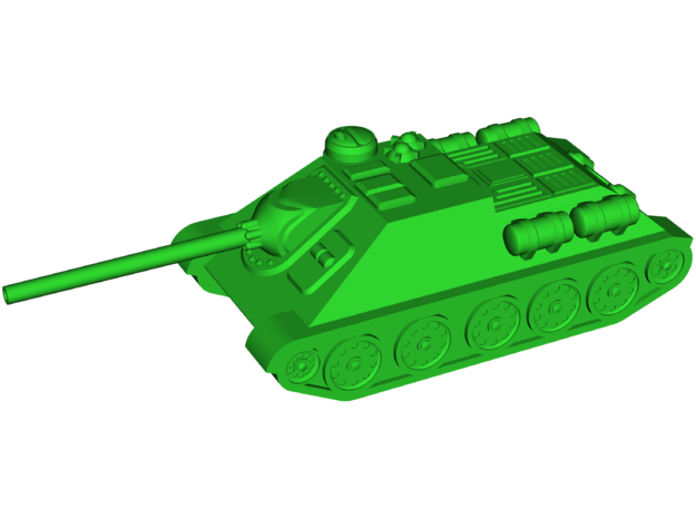 SU-100 Tank Destroyer in White Natural Versatile Plastic: Small