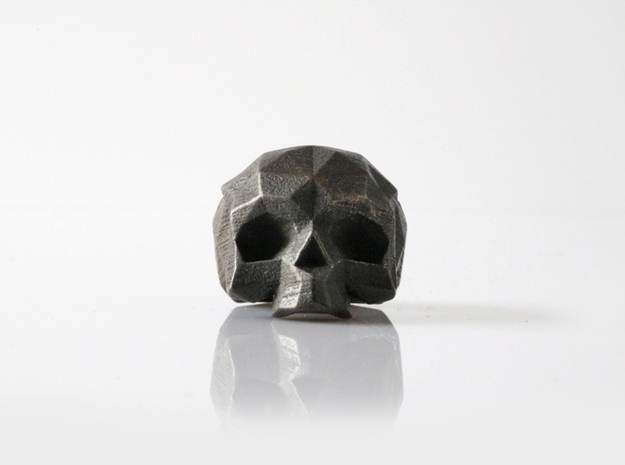 HAROW-SKULL-RING / Size - S in Polished and Bronzed Black Steel