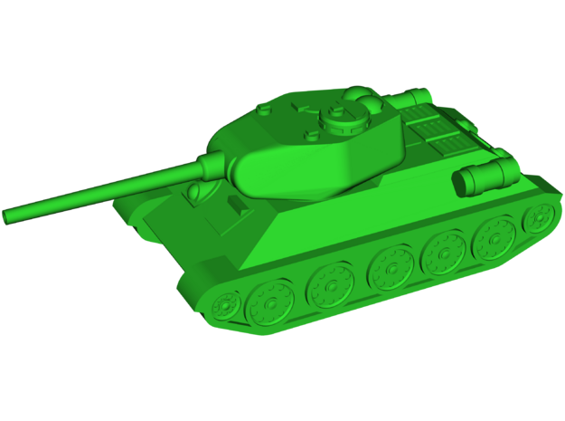 T-34-85 Medium Tank in White Natural Versatile Plastic: Small