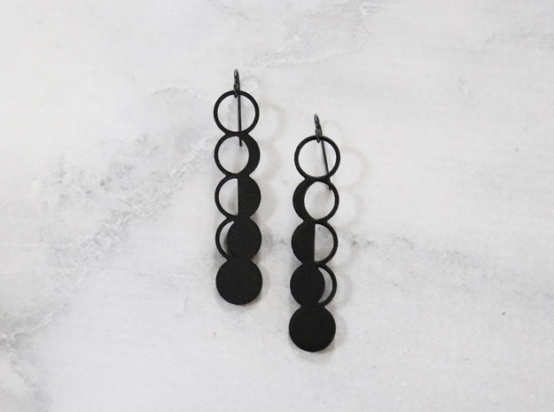 Moon Phase Earrings in Black Natural Versatile Plastic