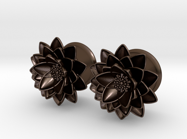 Lotus flower 5/8" ear plugs 16mm in Polished Bronze Steel