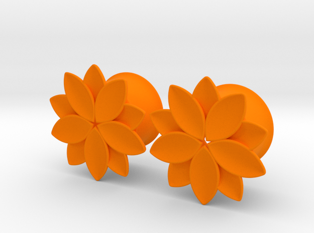 Flower - 10 petals - 5/8" ear plugs 16mm in Orange Processed Versatile Plastic