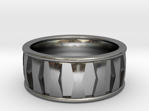 Hex Inset Ring in Polished Silver: 6 / 51.5