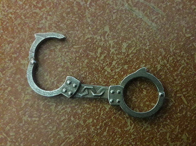 Handcuffs pendant in Polished Bronzed Silver Steel