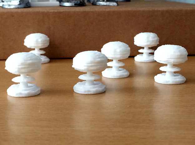 Mushroom Cloud x6 in White Natural Versatile Plastic