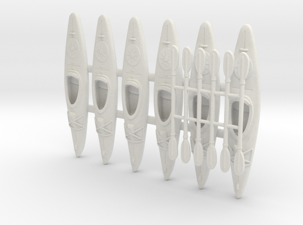 Kayak 01. O Scale (1:48) in White Natural Versatile Plastic