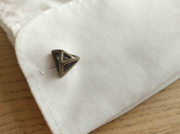 Triangular cufflink twisted in Polished Bronze Steel