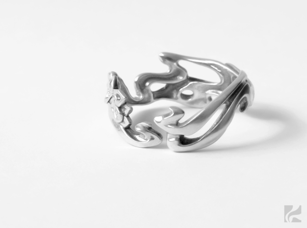 Calla Lilies Ring in Rhodium Plated Brass: 6.5 / 52.75