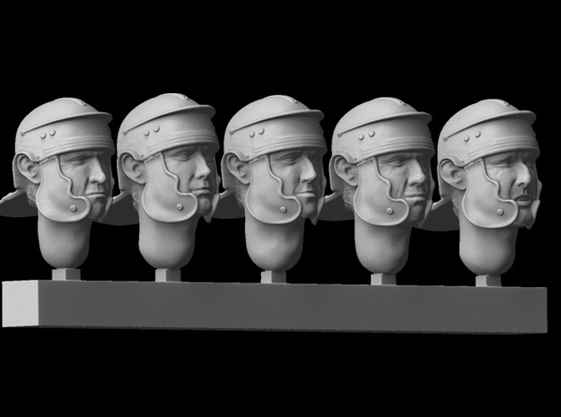 1/25 scale Roman Legionary heads (5)  in Tan Fine Detail Plastic
