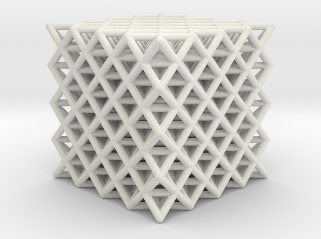 512 Tetrahedron Grid 2.3" in White Natural Versatile Plastic
