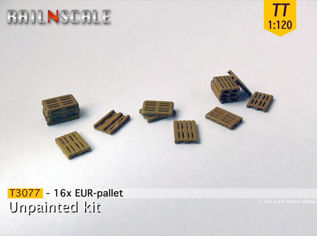 16x EUR-pallet (TT 1:120) in Tan Fine Detail Plastic