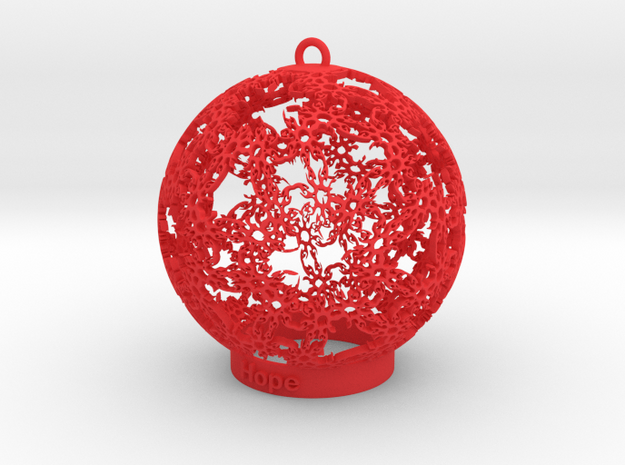 Hope Ornament in Red Processed Versatile Plastic: Medium