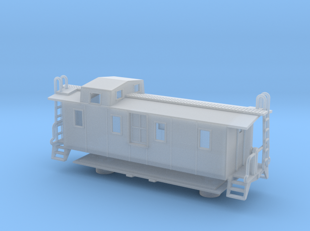 Illinois Central Side Door Caboose II - Nscale in Smooth Fine Detail Plastic