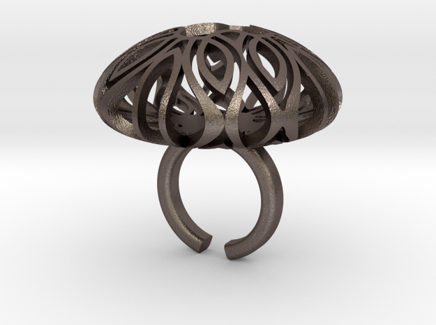 Mandala Brain in Polished Bronzed Silver Steel