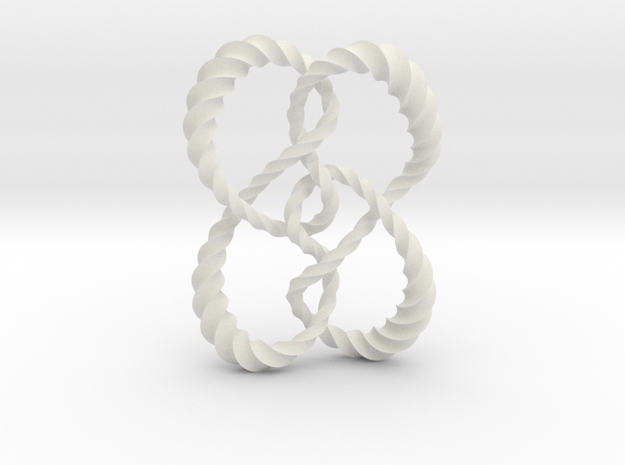 Symmetrical knot (Twisted square) in White Natural Versatile Plastic: Extra Small