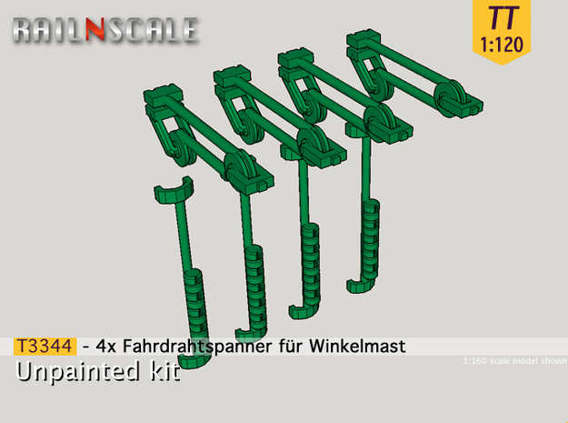 4x Fahrdrahtspanner für Winkelmast (TT 1:120) in Tan Fine Detail Plastic