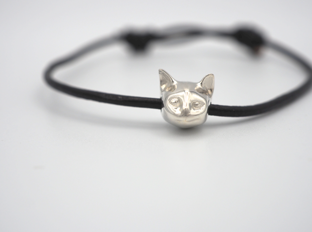 Cat Lover Friendship Bracelet Charm - Curious Cat in Polished Silver: Extra Small