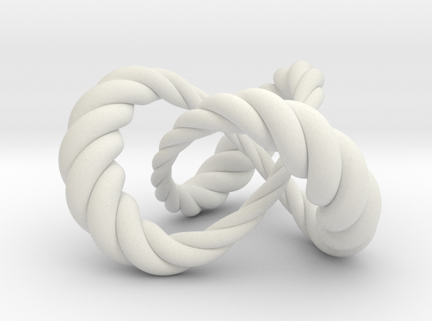 Varying thickness trefoil knot (Rope) in White Natural Versatile Plastic: Medium