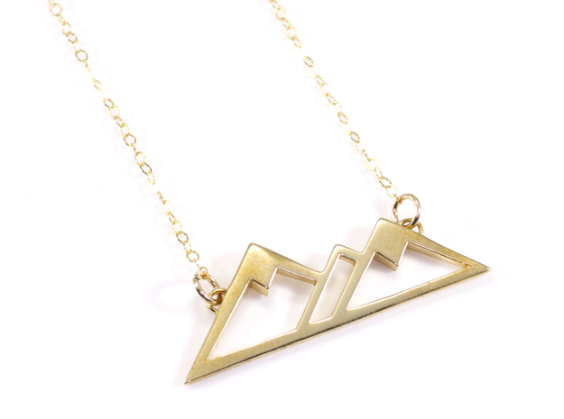 Mountain Love Pendant in Polished Brass