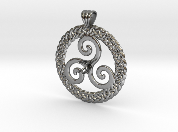 Triskelion knot work with prong setting for 5 mm s in Polished Silver