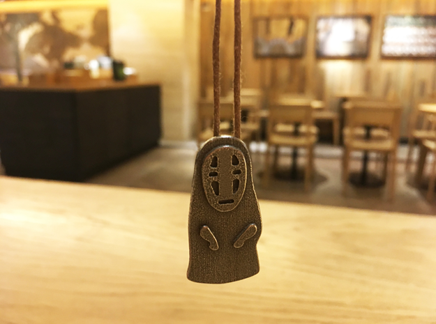 Spirited Away - No Face Pendant & Neclace in Polished Bronzed Silver Steel