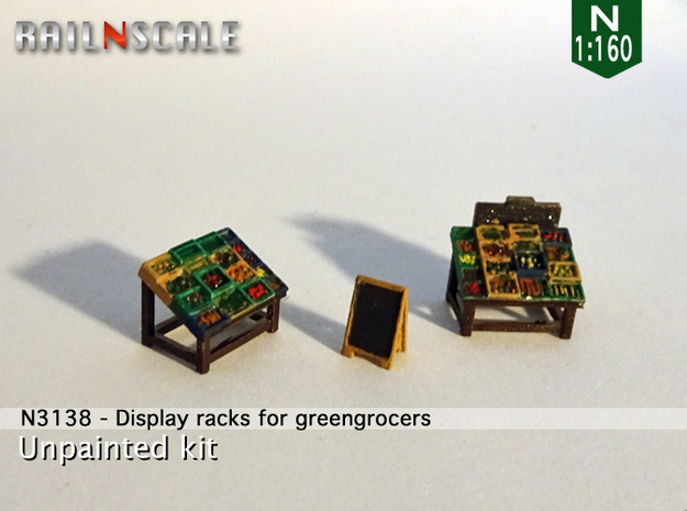 Display racks for greengrocers (N 1:160) in Smooth Fine Detail Plastic