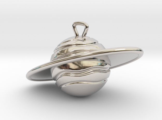 Saturn Pendant in Rhodium Plated Brass