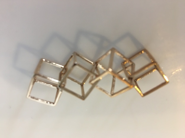 Interlocking Cube Necklace 4 in Natural Brass (Interlocking Parts)
