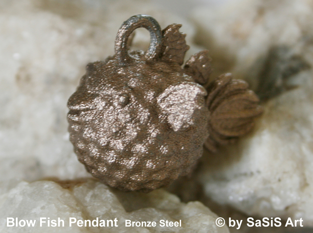 BlowFish Pendant in Polished Gold Steel
