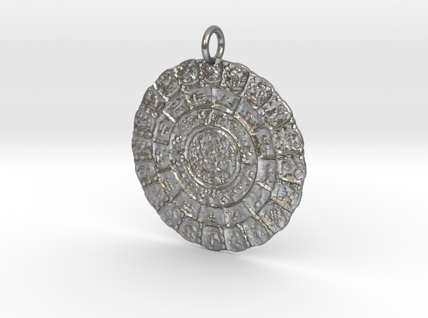 Mayan Dated Stones Pendant in Natural Silver