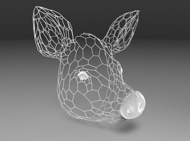 Voronoi Pig head in White Natural Versatile Plastic