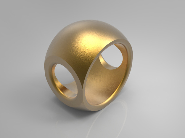 RING SPHERE 1 - SIZE 7 in Polished Gold Steel