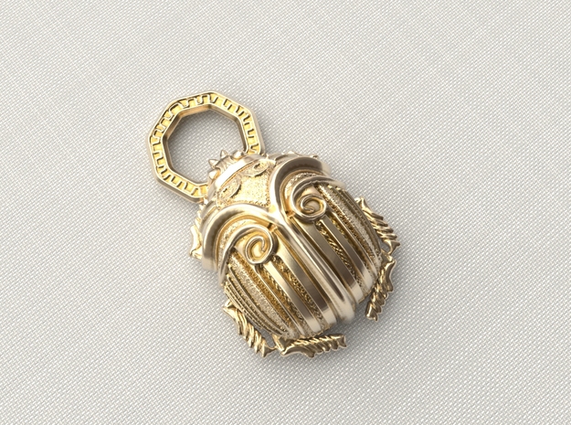 Beetle Pendant in Polished Brass