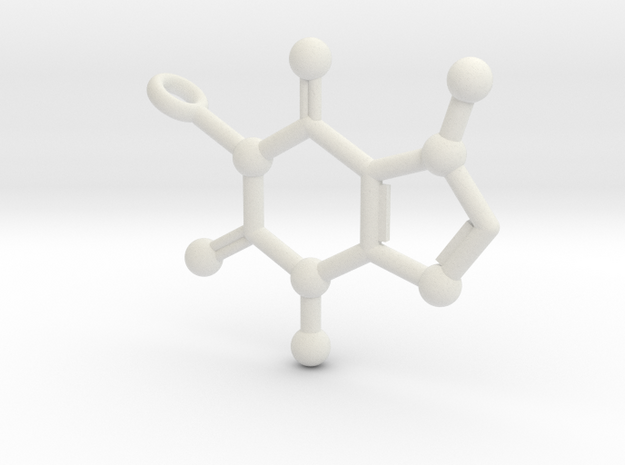 Caffeine Molecule Keychain in White Natural Versatile Plastic