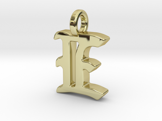 E - Pendant - 2mm thk. in 18k Gold Plated Brass