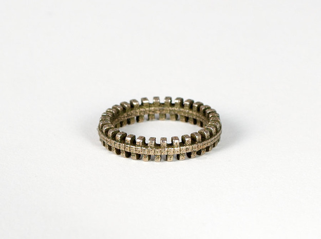 Tread Ring in Polished Bronzed Silver Steel: 7 / 54