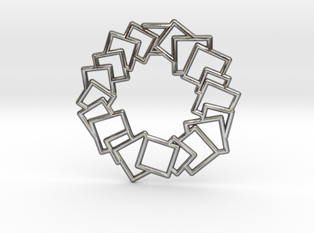 Squares Wreath Pendant in Polished Silver